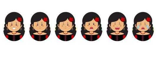 Spanish Avatar with Various Expression vector