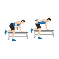 Man doing tricep kickbacks exercise. Flat vector illustration isolated on white background