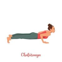 yoga pose. Vector illustration. chaturanga pose