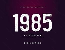 Set of distressed retro numerals or numbers design vector