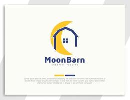 Rustic barn with moon illustration farm logo design vector