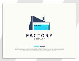 Modern industrial building factory architecture logo design template vector