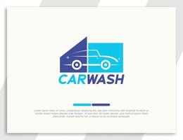 Car wash logo design with shiny car effect vector