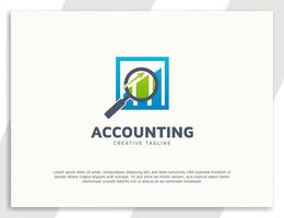 Accounting with magnifying glass logo design template vector