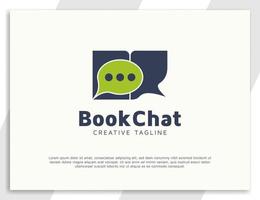 plantilla de diseño de logotipo de chat de libro vector