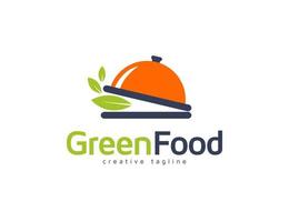 Fresh green food logo with leaves illustration design vector