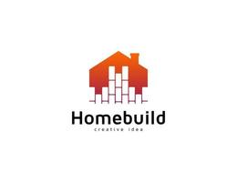 Build house logo with bricks illustration design template vector