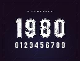 Set of distressed retro numerals or numbers design template vector