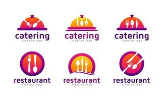 Food restaurant or catering logo collection set vector