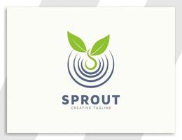 Sprout plant with leaves and root logo design vector