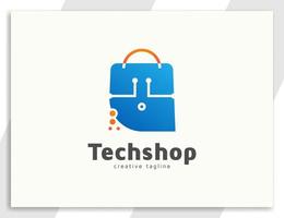 logotipo de la tienda en línea con concepto de tecnología vector