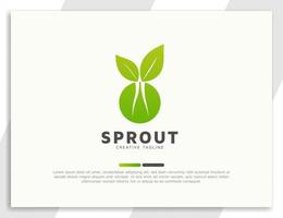 Sprout green plant with leaves and root logo design vector