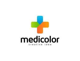 Minimal colorful medic logo design template vector