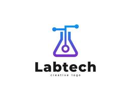 símbolo de laboratorio y concepto de diseño de logotipo de tecnología vector