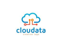 Cloud and technolgy data symbol logo design template vector