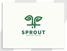 Sprout plant with leaves and root flat logo design vector