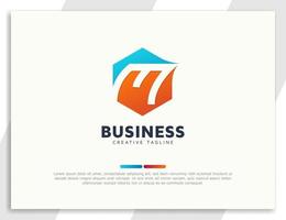 Hexagonal letter m business logo design template vector