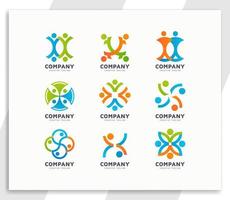 Unity or success people team logo design collection vector