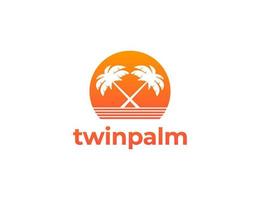 Twin palm tree logo illustration vector