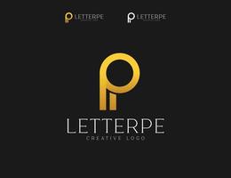 Modern golden line letter p typography logo template vector