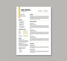 Professional minimalist clean resume cv template. A4 creative curriculum vitae print template Vector EPS10 Editable