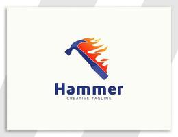 Hammer with fire illustration logo template vector