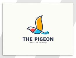 ilustración minimalista del logotipo de la línea del pájaro de la paloma vector