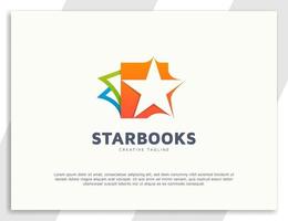 Gradient books logo with a star design vector