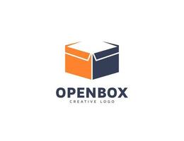 Geometric color box open logo design vector