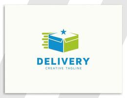 concepto de diseño de logotipo de caja de envío rápido vector