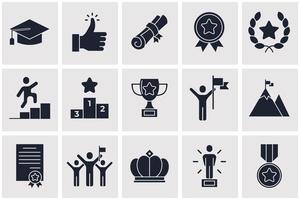 winning awards set icon symbol template for graphic and web design collection logo vector illustration