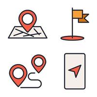plantilla de símbolo de icono de conjunto de ubicación de mapa y navegación para ilustración de vector de logotipo de colección de diseño gráfico y web