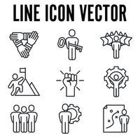 plantilla de símbolo de icono de conjunto de trabajo en equipo de negocios para ilustración de vector de logotipo de colección de diseño gráfico y web