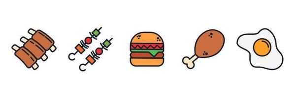 plantilla de símbolo de icono de conjunto de comida de carne para ilustración de vector de logotipo de colección de diseño gráfico y web
