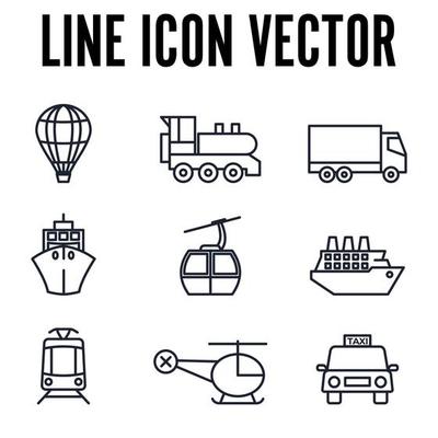 Transport, heavy duty machines set icon symbol template for graphic and web design collection logo vector illustration