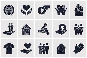 charity set icon symbol template for graphic and web design collection logo vector illustration