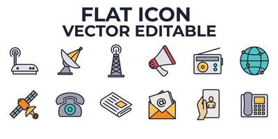 plantilla de símbolo de icono de conjunto de medios y comunicación para ilustración de vector de logotipo de colección de diseño gráfico y web