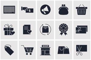 centros comerciales, plantilla de símbolo de icono de conjunto minorista para ilustración de vector de logotipo de colección de diseño gráfico y web