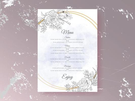 Beautiful floral line art wedding invitations