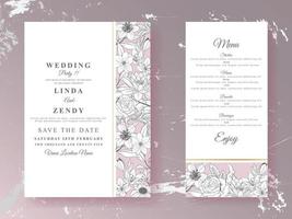 Beautiful floral line art wedding invitations vector