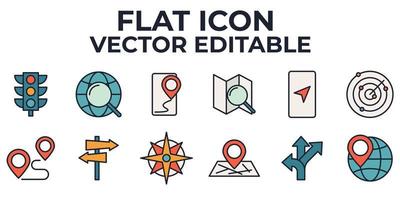 plantilla de símbolo de icono de conjunto de ubicación de mapa y navegación para ilustración de vector de logotipo de colección de diseño gráfico y web
