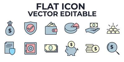 dinero, finanzas, pagos establecer plantilla de símbolo de icono para la ilustración de vector de logotipo de colección de diseño gráfico y web