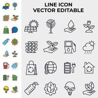 Respetuoso del medio ambiente. plantilla de símbolo de icono de conjunto de ecología para ilustración de vector de logotipo de colección de diseño gráfico y web