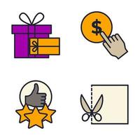 comercio electrónico Plantilla de símbolo de icono de conjunto de compras en línea para ilustración de vector de logotipo de colección de diseño gráfico y web