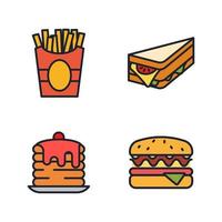 conjunto de elementos de comida rápida plantilla de símbolo de icono para la ilustración de vector de logotipo de colección de diseño gráfico y web