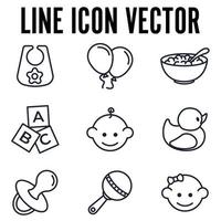 bebés, juguetes para bebés, alimentación y cuidado conjunto icono símbolo plantilla para diseño gráfico y web colección logo vector ilustración