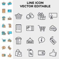 conjunto de elementos de compras en el mercado plantilla de símbolo de icono para ilustración de vector de logotipo de colección de diseño gráfico y web