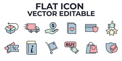 E-commerce, online shopping set icon symbol template for graphic and web design collection logo vector illustration