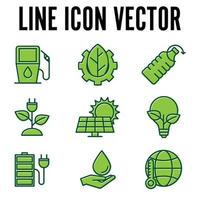 Respetuoso del medio ambiente. plantilla de símbolo de icono de conjunto de ecología para ilustración de vector de logotipo de colección de diseño gráfico y web