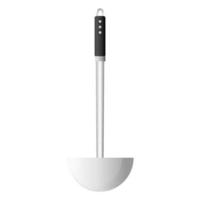 Cartoon kitchenware cultery stainless soup ladle gray gradient color vector